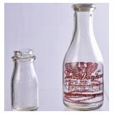 2 NC Dairy Round Clear Milk Bottles