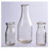 3 Mt San, NC Embossed Round Milk Bottles