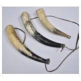 Lot of 3 Vintage Steer Horn Bugles