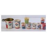 Lot of Various Pepsi Wax Paper Cups & Metal Tin