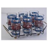 6 Pepsi Drinking Glasses in Wire Carrier