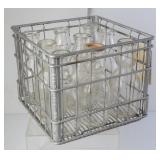 Biltmore Wire Milk Crate w/9 Cream Top Bottles
