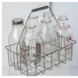 6 Cell Metal Milk Crate w/Square Quart Bottles