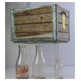 Nantahala Creamery Crate & 3 Milk Bottles