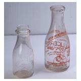 2 GA Round Clear Glass Milk Bottles