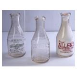 3 Southeast Round Clear Quart Milk Bottles