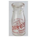 Dykes Dairy War Bond Half Pint Milk Bottle