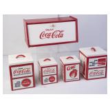 2 Coca-Cola Canister Sets & Wood Bread Box