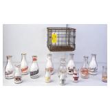 Biltmore Wire Crate with Various NE Milk Bottles
