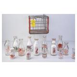 Irvingdale Dairy Wire Crate w/Various Bottles