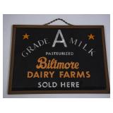 Biltmore Dairy Farms Hanging Glass Sign