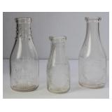 Lot of 3 Embossed Asheville, NC Milk Bottles