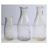 Lot of 3 Embossed Asheville NC Milk Bottles