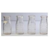 Lot of 4 Embossed 1/2 Pint NC Milk Bottles
