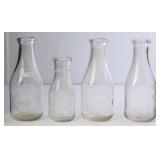 Lot of 4 Embossed  NC Milk Bottles