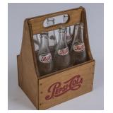 Newer Wooden Pepsi Crate with 6 Pepsi Bottles