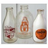 Lot of 3 Milk Bottles