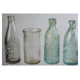 4 Embossed St. Louis Glass Bottles & Jar