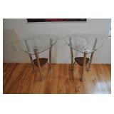 2 Night Stands, Mcm, Chrome And Glass, 24x24x25t