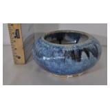Glazed Stoneware Bowl, Blue/white/cobalt,