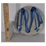 Stoneware Plate, White/blue Glaze,