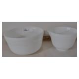 2 Hamilton Beach Milk Glass Mixing Bowls.