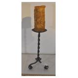 Candle + Holder, Blacksmiths Twisted Steel,
