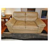 Tan Leather Love Seat, 72x37, Marks On Front