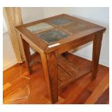 Side Table, Wood And Slate, 26x26x26.