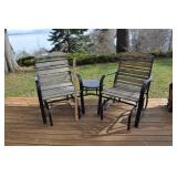 Patio Chairs, Gliding, Small Table Bewteen.