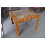 Square Wood And Glass End Table. 30x30x22h