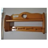Wall Shelf And Coat Rack, Light Wood, Heart Cutout