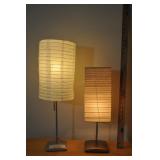 Pair Table Lamps, Metal Base With Paper Shades