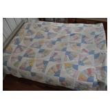 Pastel Fans Patchwork Quilt, 100x90"