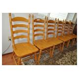 Ladder Back Dining Chairs, Light Wood, Set Of 6
