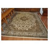 Area Rug, Cream And Tan With Blue Florals,