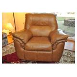 Leather Rocker Recliner, Camel Color, Dbl Pillow