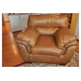 Leather Lounge Chair, Camel Color, Double Pillow