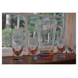Rainbow Pitcher And Drinking Glasses