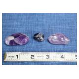 3 Amethyst Stones  2 Polished And One Rough