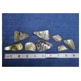 8 Pieces Of Mother Of Pearl.  Polished And Hole-ps