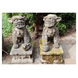 Pair Of Shishi Stone Lions, Cement Foo Dogs 2