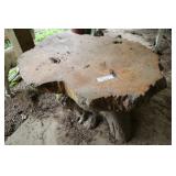 3" Burl Wood Coffee Table, Root Base, 35x28"