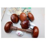6 Vintage Brown Ceramic Door Knobs, Misc.