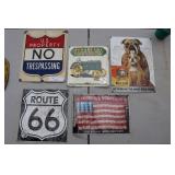 4 Metal Signs, U.s. Is Plastic