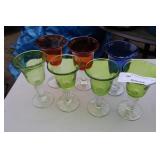 7 Blown Glass Goblets.