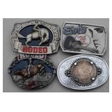 4 Belt Buckles, 1921 Morgan Silver $ High Relief