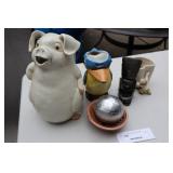 Pig And Bird Pitcher, Steel Ball, Other Decor.