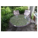 Glass Patio Table And Pair Of Chairs With