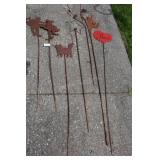 Metal Yard Art Garden Stakes- Cat Dog Dancer Heart